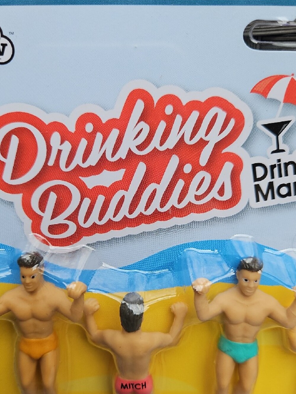 New Drinking Buddies Set Of 6 Men In Swim Trunks Drink Markers - Multi-Color Set